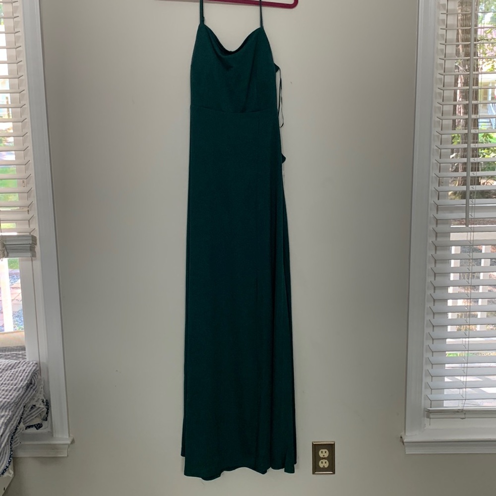 Emerald bridesmaid dress or prom dress. Floor length gown. Jewel tone